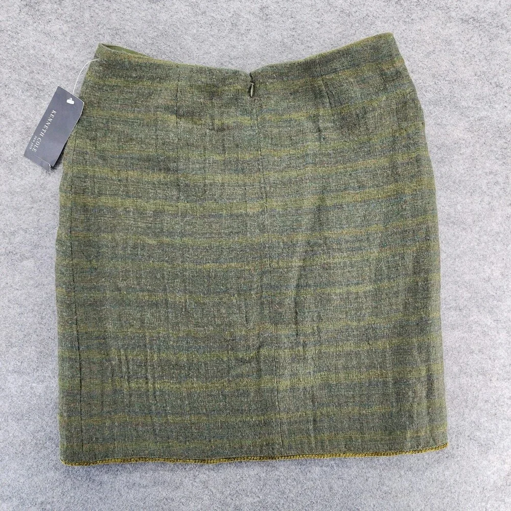 Kenneth Cole Skirt Womens 12 Pencil Straight Green Wool